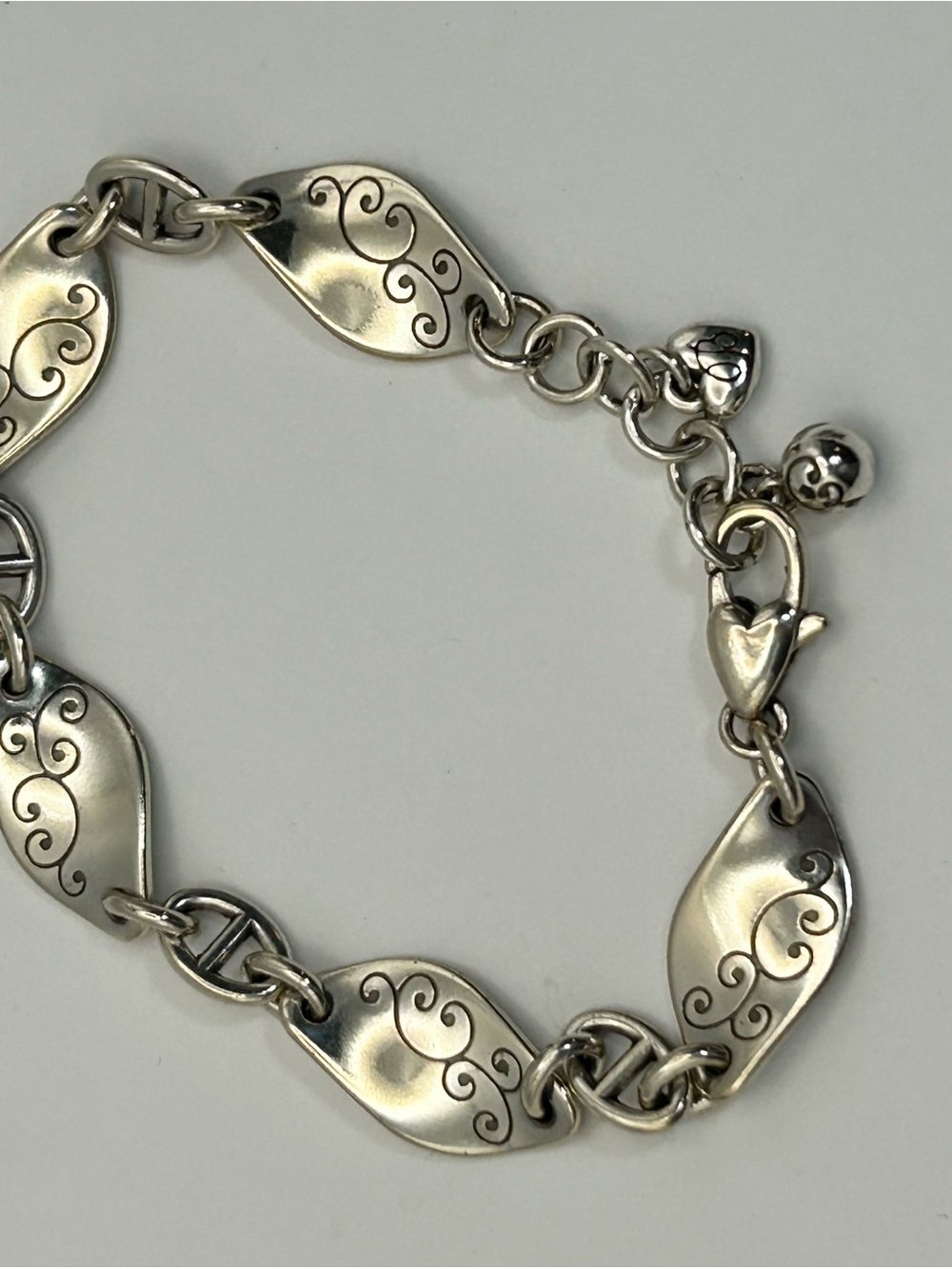 Brighton Twirl Twist Bracelet 8" Silver Plated Oval Link Vintage - Picture 8 of 10